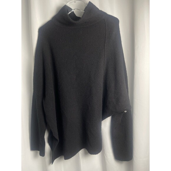 Allsaints Lock Roll Neck Wool Blend Asymmetric Hem Sweater In Black Sz L New - Picture 6 of 9